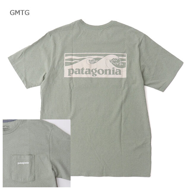 patagonia パタゴニア 半袖Tシャツ メンズ・ボードショーツ・ロゴ・ポケット・レスポンシビリティー 37655/GMTG.ガムツリーグリーン