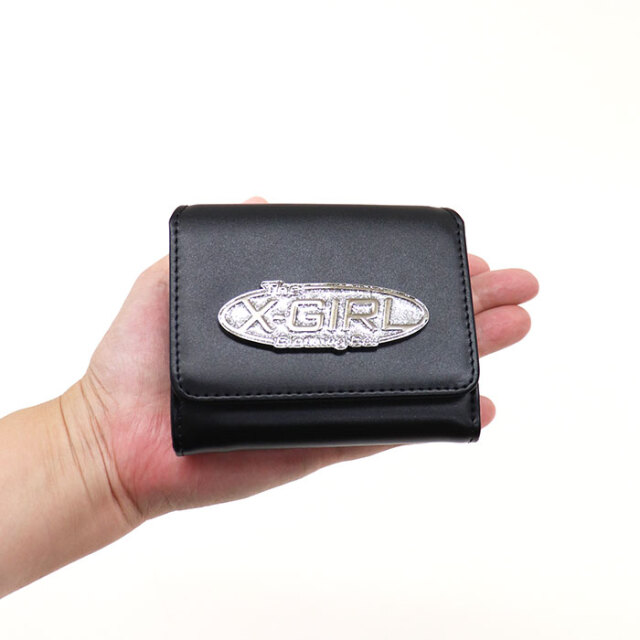 X-girl エックスガール SILVER GLITTER OVAL LOGO BUCKLE MINI WALLET
