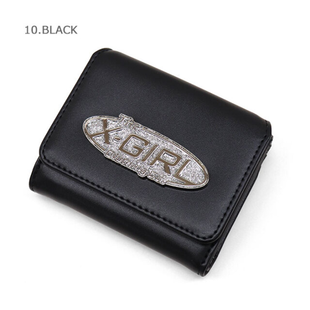 X-girl エックスガール SILVER GLITTER OVAL LOGO BUCKLE MINI WALLET