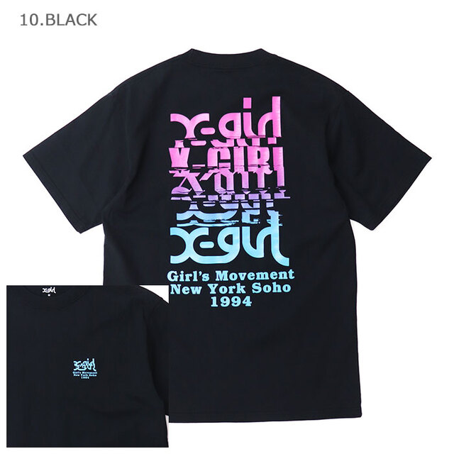 X-girl エックスガール NOISE LOGO S/S TEE Tシャツ 105261011019/10.BLACK
