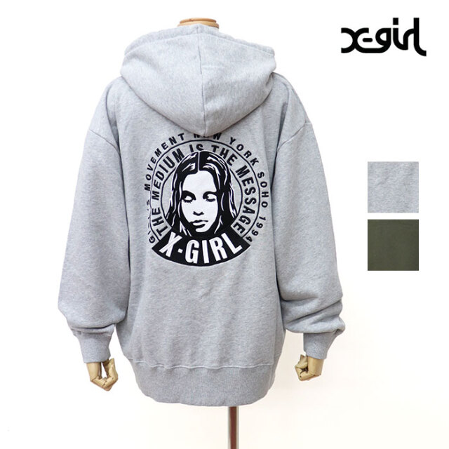 X-girl エックスガール レディース CIRCLE MESSAGE AND FACE ZIP UP