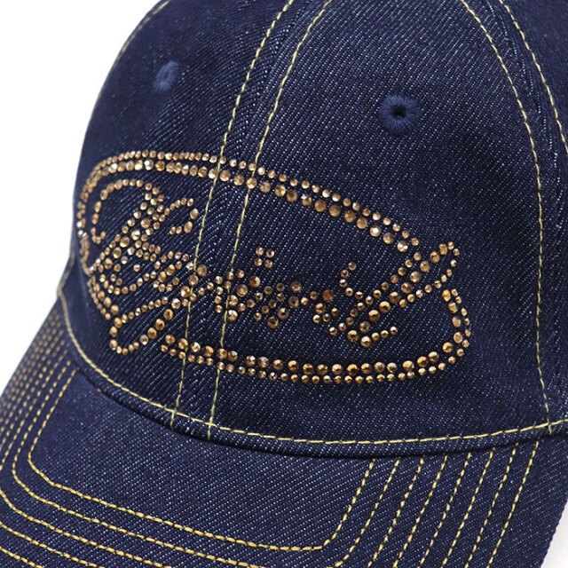 X-girl エックスガール レディース RHINESTONE OVAL LOGO 6PANEL DENIM