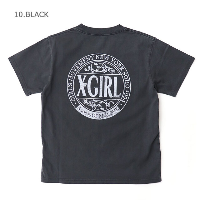 X-girl エックスガール FADED CIRCLE LOGO S/S TEE Tシャツ 105262011024/10.BLACK