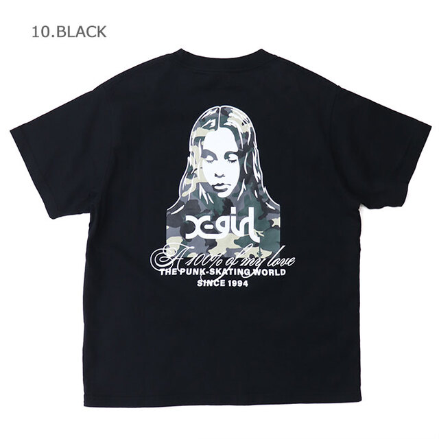 X-girl エックスガール HIBISCUS CAMOUFLAGE FACE S/S TEE Tシャツ 105262011030