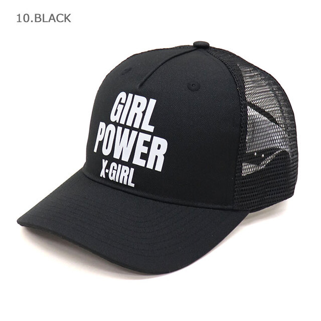 X-girl エックスガール レディース GIRL POWER LOGO TRUCKER CAP メッシュキャップ 105262051003