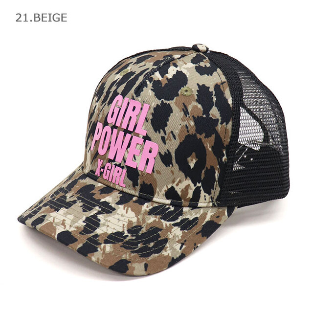 X-girl エックスガール レディース GIRL POWER LOGO TRUCKER CAP メッシュキャップ 105262051003