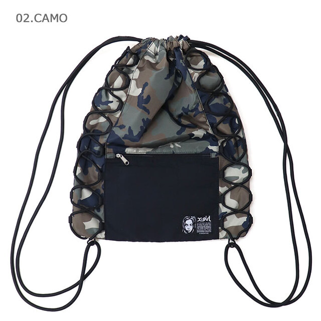 X-girl エックスガール FACE LABEL KNAPSACK ナップサック 105262053001