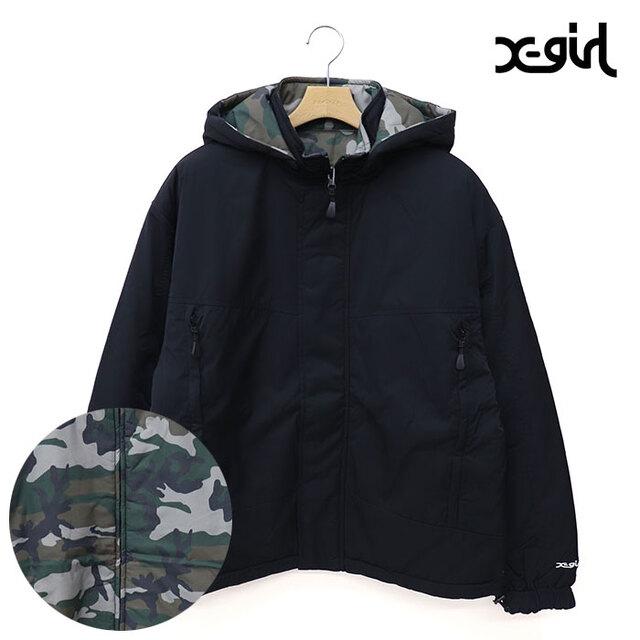 X-girl エックスガール FACE EMBROIDERED PATCH REVERSIBLE JACKET リバーシブルジャケット 105263021003