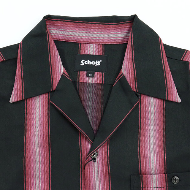 Schott ショット ストライプ 半袖 シャツ 782-6123011