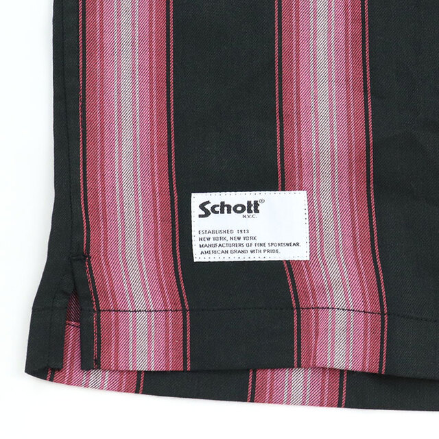 Schott ショット ストライプ 半袖 シャツ 782-6123011