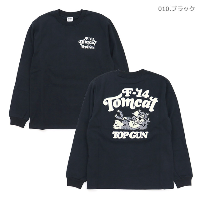 AVIREX アヴィレックス Tシャツ SAGARA TOM CAT LS T-SHIRT サガラ刺繍 トムキャット 長袖Tシャツ 783-3930016/010.ブラック