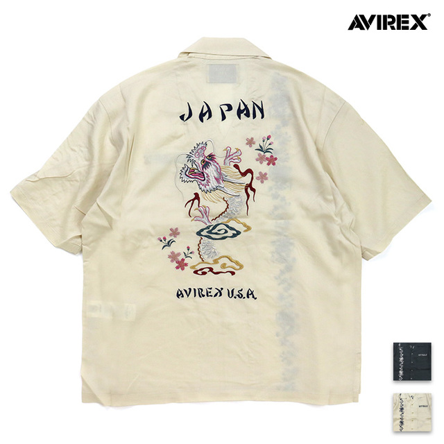 AVIREX アヴィレックス シャツ SOUVENIR SS SHIRT DRAGON ＆CHERRY BLOSSOMS スーベニア半袖シャツ ドラゴン・アンド・チェリー・ブロッサムズ 783-6123003