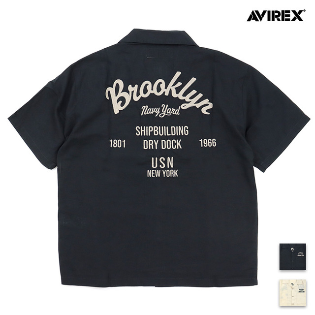 AVIREX アヴィレックス シャツ LINEN-COTTON SS SHIRT Brooklyn リネンコットン半袖シャツ ブルックリン 783-6123005