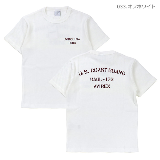 AVIREX アヴィレックス Tシャツ MINI WAFFLE T-SHIRT U.S.COAST GUARD ミニワッフル Tシャツ U.S.コースト・ガード 783-6134009
