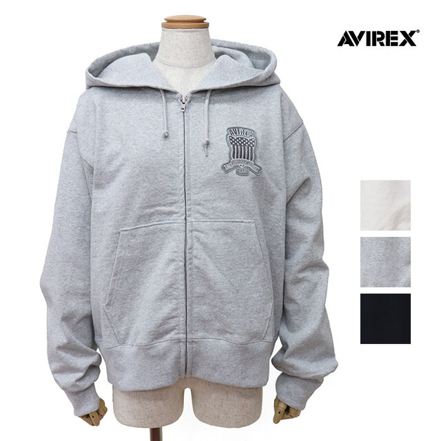 AVIREX アヴィレックス Tシャツ レディース SIGNATURE VARSITY LOGO ZIP PARKA シグネチャー バーシティー ジップアップ パーカ 783-6931601