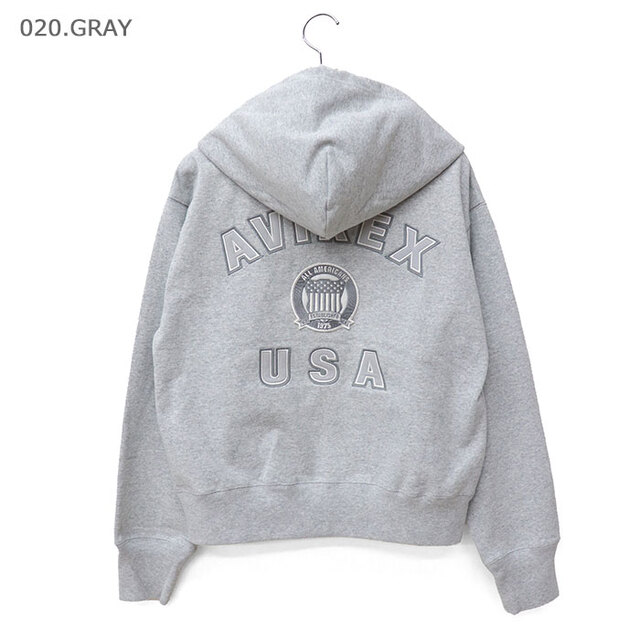 AVIREX アヴィレックス Tシャツ レディース SIGNATURE VARSITY LOGO ZIP PARKA シグネチャー バーシティー ジップアップ パーカ 783-6931601