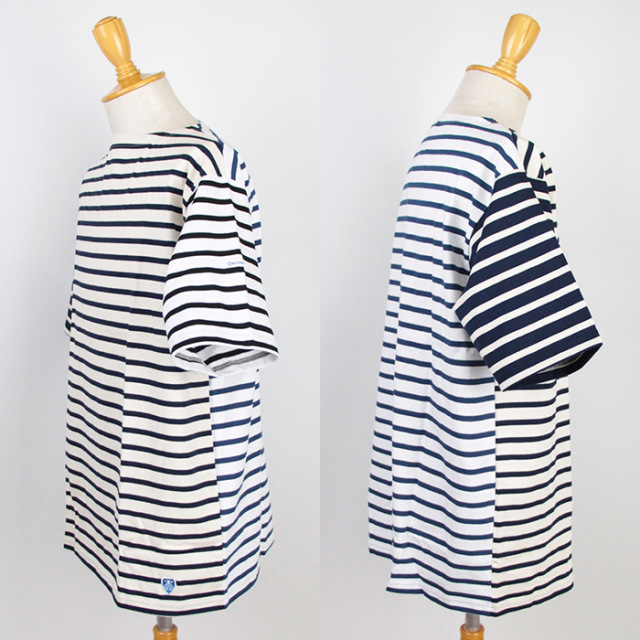 Orcival オーシバル メンズ コットンモヨン ボートネック半袖tシャツ クレイジーボーダー B245