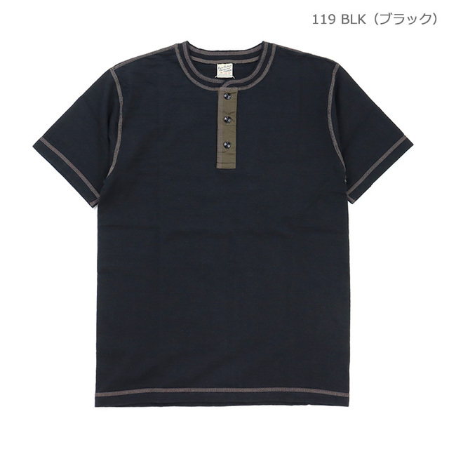 BUZZ RICKSON'S バズリクソンズ Tシャツ SLUB YARN HENLEY NECK T-SHIRT スラブヤーン ヘンリーネックTシャツ BR79192/119 BLK（ブラック）