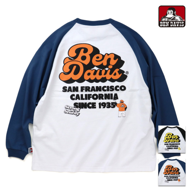 BEN DAVIS ベンデイビス 70sロゴ ラグラン長袖プリントTシャツ C-23780036