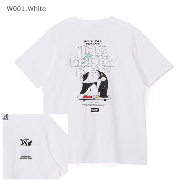 CHUMS チャムス I'm a Booby Bird Pocket T-Shirt アイムアブービーバードポケットTシャツ CH01-2750/W001.ホワイト