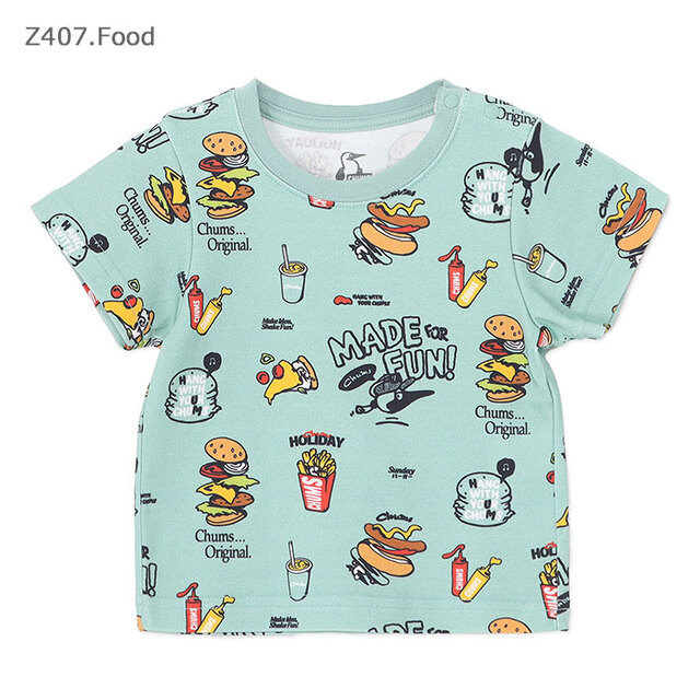 CHUMS チャムス ベビー Baby Patterned T-Shirt ベビーパターンドTシャツ CH21-1377/Z407.Food