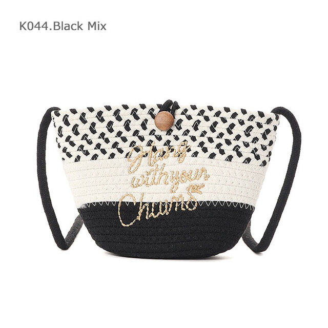 CHUMS チャムス Cotton Rope Shoulder Bag コットンロープショルダーバッグ CH60-4110/K044.ブラックミックス