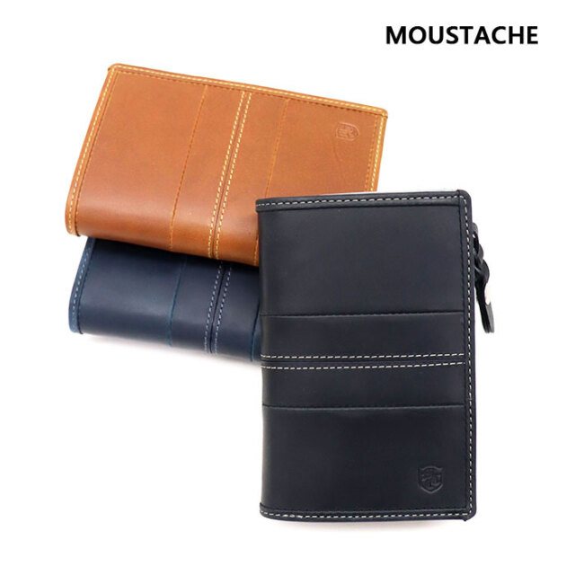 MOUSTACHE ムスタッシュ 二つ折り財布 バッファロー革×豚革 DBR-5409