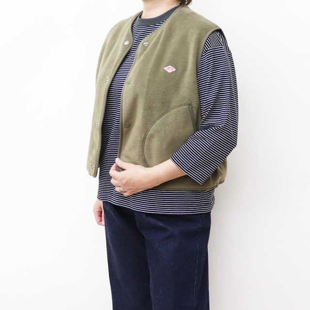 DANTON ダントン レディース フリース ノーカラーベスト DT-A0521