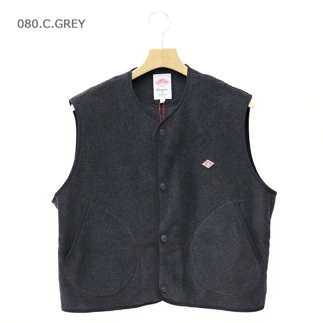 DANTON ダントン レディース フリース ノーカラーベスト DT-A0521/080.C.GREY