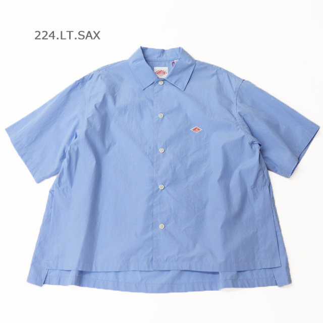 ダントン　DANTON 半袖シャツブルー DANTON ダントン レディース コットン サイドスリット半袖シャツ