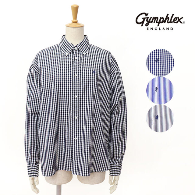 Gymphlex ジムフレックス レディース Stripe Gingham ショートボタンダウンシャツ Gy B102 Tss