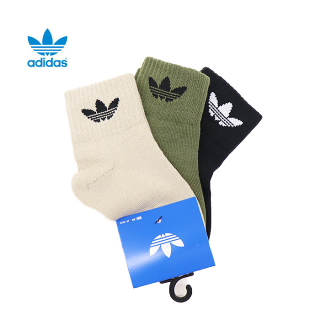 adidas originals アディダス オリジナル ミッドカット アンクルソックス 3足組 キッズ IXQ43 JW2934