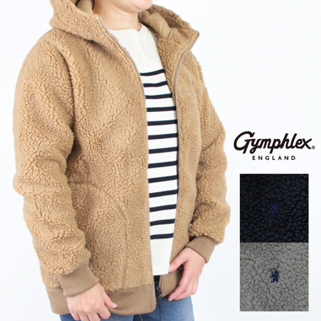 Gymphlex ジムフレックス レディース ボア ジップフーデッドジャケット J 13pl