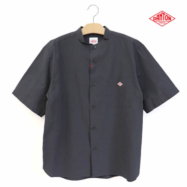 DANTON ダントン メンズ コットンリネン 半袖バンドカラーシャツ SOLID