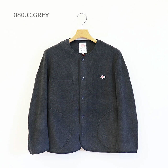 DANTON ダントン レディース フリース カラーレスジャケット WOMEN JD-8911/080.C.GREY
