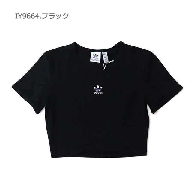 adidas originals アディダス レディース オリジナルス エッセンシャルズ リブ Tシャツ JTN56/IY9664.ブラック