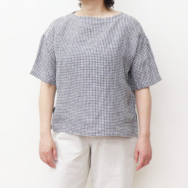 ORCIVAL オーシバル レディース リネンプレイドボートネックプルオーバーシャツ WOMEN OR-B0260