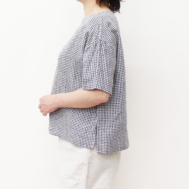 ORCIVAL オーシバル レディース リネンプレイドボートネックプルオーバーシャツ WOMEN OR-B0260