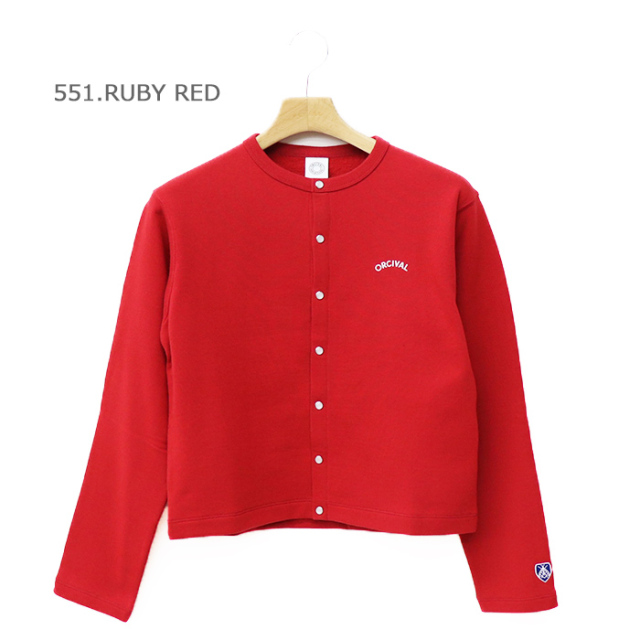 新品タグ付き　ORCIVAL コットンクルーネックカーディガン　2 赤　日本製 新品タグ付き ORCIVAL コットンクルーネックカーディガン 2 赤 日本製