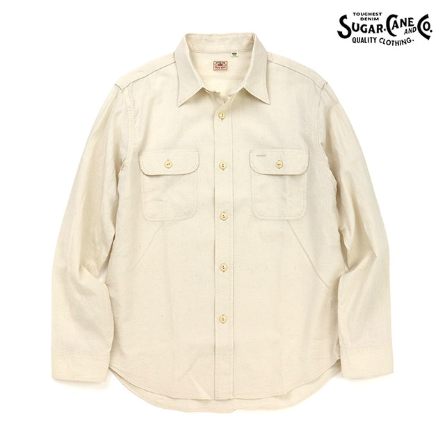 SUGAR CANE シュガーケーン シャツ WHITE CHAMBRAY WORK SHIRT (LONG SLEEVE) ホワイトシャンブレー ワークシャツ（長袖）SC27851