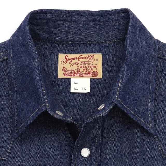 試着のみシュガーケーン デニムウエスタンシャツ SC28190 サイズ15(M) SUGAR CANE シュガーケーン ブルーデニム ウエスタンシャツ SC28190