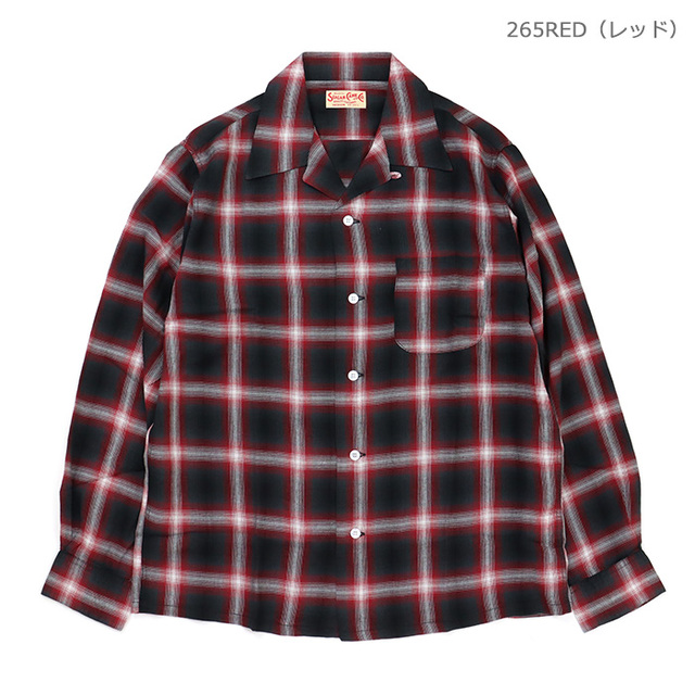 SUGAR CANE シュガーケーン シャツ RAYON OMBRE CHECK OPEN SHIRT レーヨン オンブレチェック オープン シャツ SC29120/265RED（レッド）