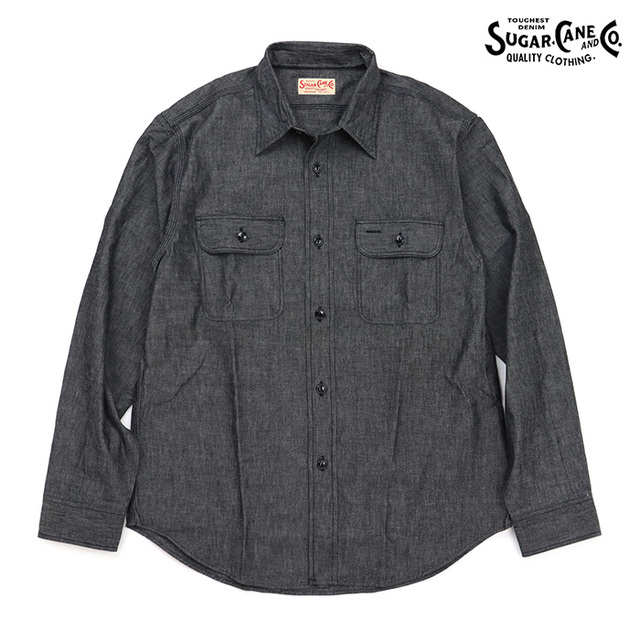 SUGAR CANE シュガーケーン シャツ BLACK CHAMBRAY WORK SHIRT (LONG SLEEVE) ブラックシャンブレー ワークシャツ（長袖）SC29159