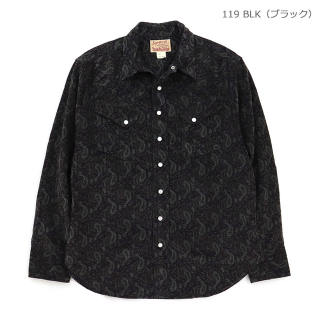 SUGAR CANE シュガーケーン シャツ PRINTED CORDUROY WESTERN SHIRT プリントコーデュロイ ウエスタンシャツ SC29786/119BLK（ブラック）