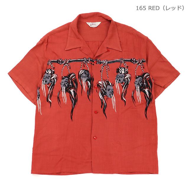 STAR OF HOLLYWOOD スターオブハリウッド HOPSACK RAYON OPEN SHIRT SHRUNKEN HEAD ホップサックレーヨン オープンシャツ シュランケンヘッド SH39705/165 RED（レッド）