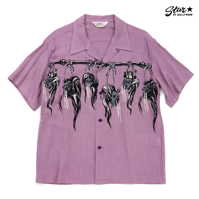 STAR OF HOLLYWOOD スターオブハリウッド HOPSACK RAYON OPEN SHIRT SHRUNKEN HEAD ホップサックレーヨン オープンシャツ シュランケンヘッド SH39705