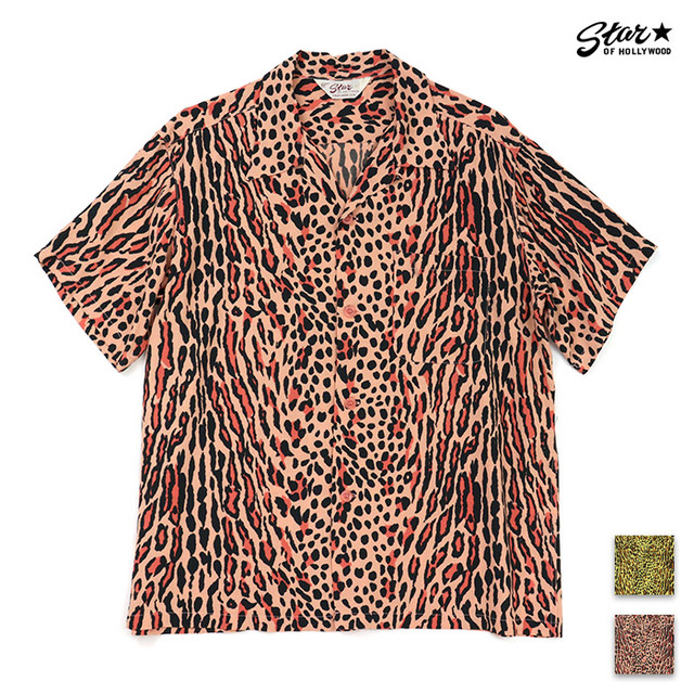 □STAR OF HOLLYWOOD スターオブハリウッド HIGH DENSITY RAYON OPEN SHIRT OCELOT ハイデンシティレーヨン オープンシャツ オセロット SH39708