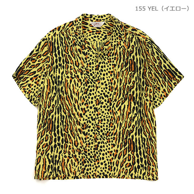 □STAR OF HOLLYWOOD スターオブハリウッド HIGH DENSITY RAYON OPEN SHIRT OCELOT ハイデンシティレーヨン オープンシャツ オセロット SH39708/155 YEL（イエロー）