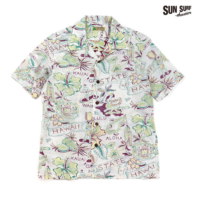 SUN SURF サンサーフ シャツ COTTON LINEN SLUBYARN HAWAIIAN SHIRT STATE OF HAWAII コットンリネンスラブヤーン ハワイアンシャツ ステート・オブ・ハワイ SS39693