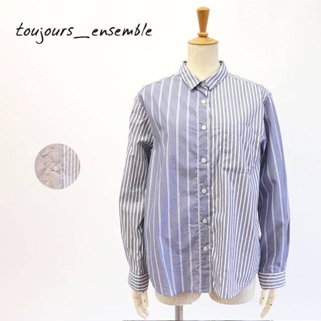 Toujours Ensemble トゥジュールアンサンブル レディース シルキーストライプシャツ Tj1145 Toujours Ensemble トゥジュールアンサンブル レディース シルキーストライプシャツ Tj1145